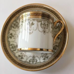 Cup Saucer CAULDON ENGLAND demitasse small gilt